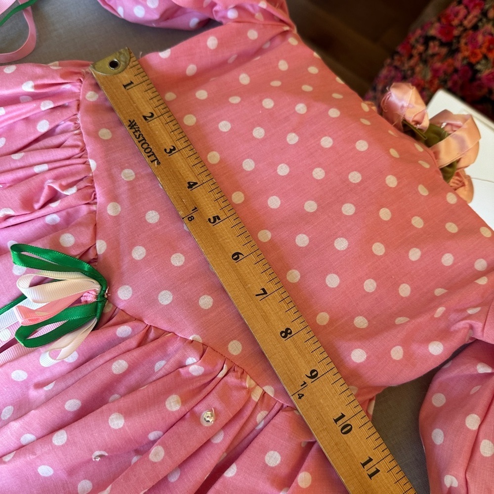 Girls vintage pink polka dot costume. Size 5 - Picture 3 of 7